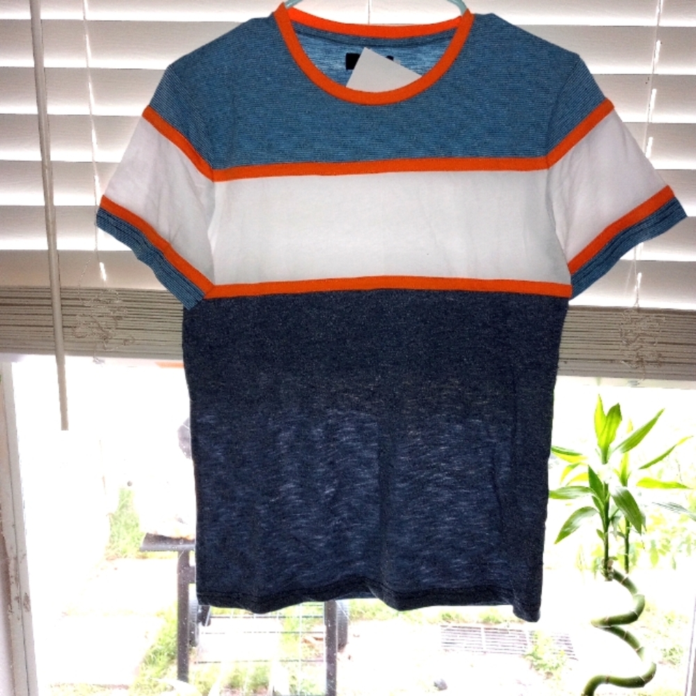 Univibe orange blue and white tee shirt